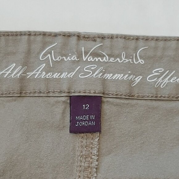 Gloria Vanderbilt Khaki Cargo Women's Pants "All Around Slimming Effect" Sz 12 - Picture 4 of 5